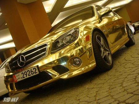 Gold-Chrome Mercedes C63 AMG