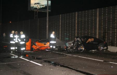 Lamborghini and Porsche crashed