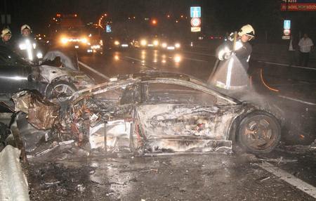 Lamborghini and Porsche crashed